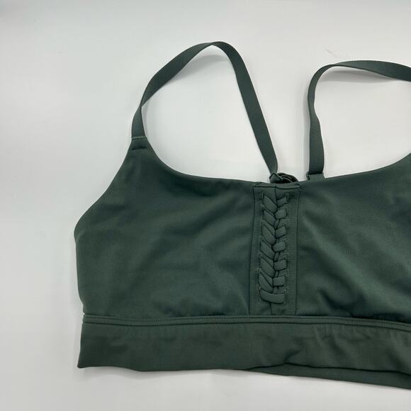 Aerie OFFLINE The Hugger Crackle Sports Bra Medium Green Racerback Active - Picture 8 of 11